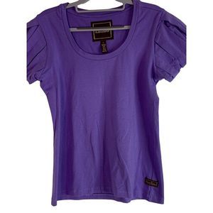 Womens Kamiseta Sz M/L Violet Babydoll Short Sleeve Scoop Tshirt NWT 6282